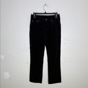 Diane Gilman Black Straight Leg Velvet Pants Size 6 Petite